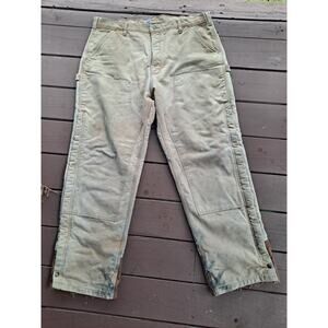 Vintage Carhartt B157 BRN Dungaree Fit Sherpa Lined Work Pants Brown 40x32